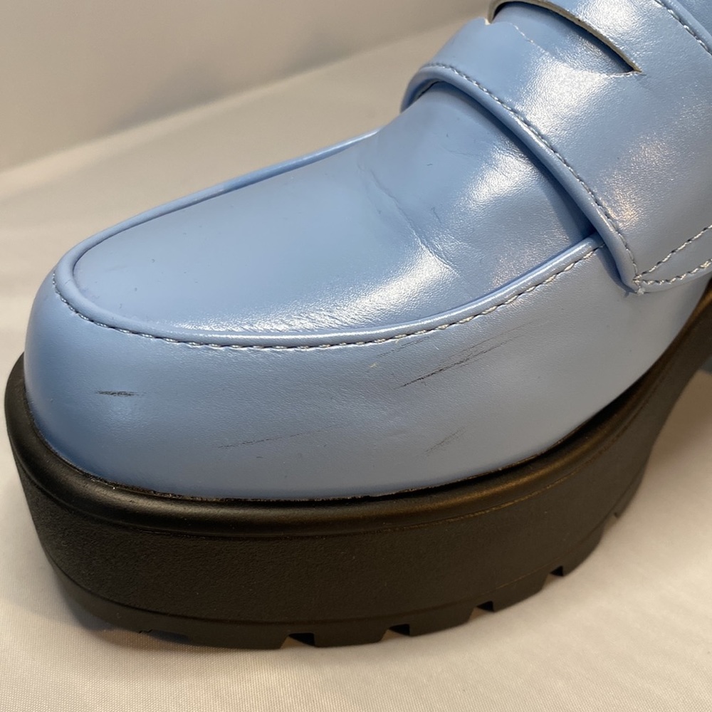 Y2K Preppy Academia Light Blue Platform Loafers - Picture 8 of 13